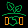 Ícone de duas mãos sob uma planta.