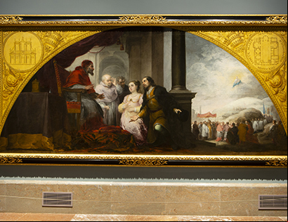 Obra 'El patricio revela su sueño al papa Liberio' de Murillo, con iluminación LED