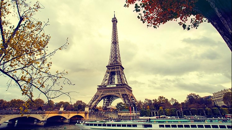 The Eiffel Tower (), the symbol of the country and its capital.