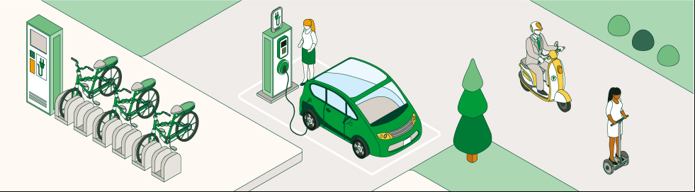 Ilustração da mobilidade elétrica