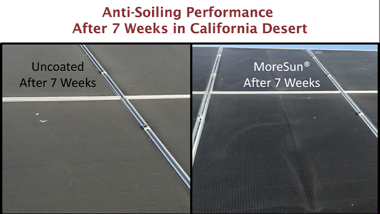 Comparison of a solar without and with MoreSun coating.