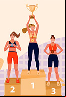 Ilustração de mulheres em um pódio