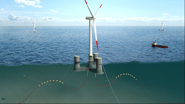 La eólica marina flotante permite instalar aerogeneradores en lugares más alejados de la costa