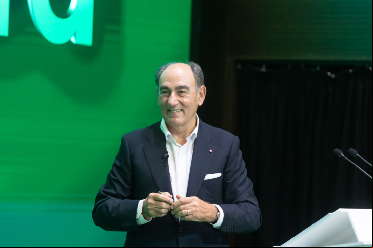 O presidente executivo da Iberdrola, Ignacio Galán, durante a reunião realizada no Campus Iberdrola.